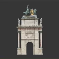 Grand Classical Stone Entrance Gate With Triple Arch Design And Ornate Top Chariot Statue