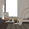 Modern Beige Recliner Chair With Wooden Frame Footstool And Gray Throw Blanket In Living Room