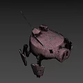 Vintage Pink Steampunk Mechanical Game and Movie Character With Gear Background
