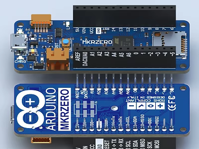 Industrial Equipment Arduino MKRZero Development Board With Electronic Components And Interfaces 3d model