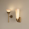 Contemporary Gold Wall Lamps Featuring Flared and Cylindrical Light Shades 3d model