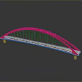 Red Arch Bridge Model With White Structure And Reflection On Surface 3d model