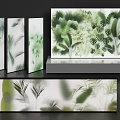 Modern Public Facilities Featuring Frosted Glass Screens With Plant Patterns