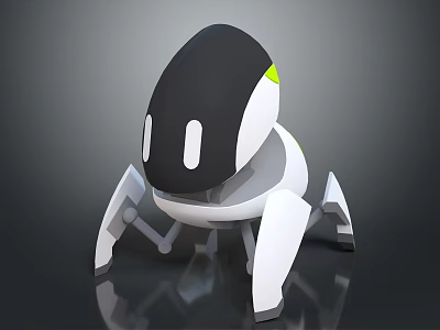 Modern Black And White Mechanical Robot Creature With Sleek Leg Structure 3d model