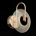 Elegant Modern Gold Circular Wall Lamp With Striped Glass Shade Design