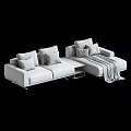 Modern Living Room Interior With Sofa Gray Throw Pillows Wooden Coffee Table And Throw Blanket