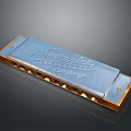 The Montgomery Company Harmonica With Metal Body Gold Edge And Blue Panel For Daily Use