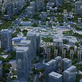 Aerial View Urban Planning With Modern Skyscrapers Green Parks And Plazas