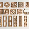 New Chinese-style openwork window door and window 3d model