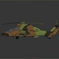 Military Helicopter With Green And Orange Fuselage Rotor Blades And Modern Design