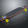 Stylish Longboard Skateboard With Black Deck Red Edge And Yellow Wheels