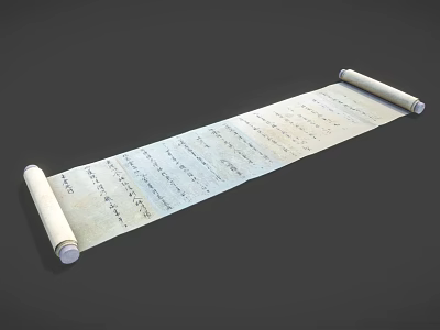 Ancient Open Scroll With Handwritten Text On Parchment Material Surface 3d model