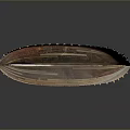 Ancient Style Wooden Boat Model With Ribbed Frame And Brown Red Wood Grain