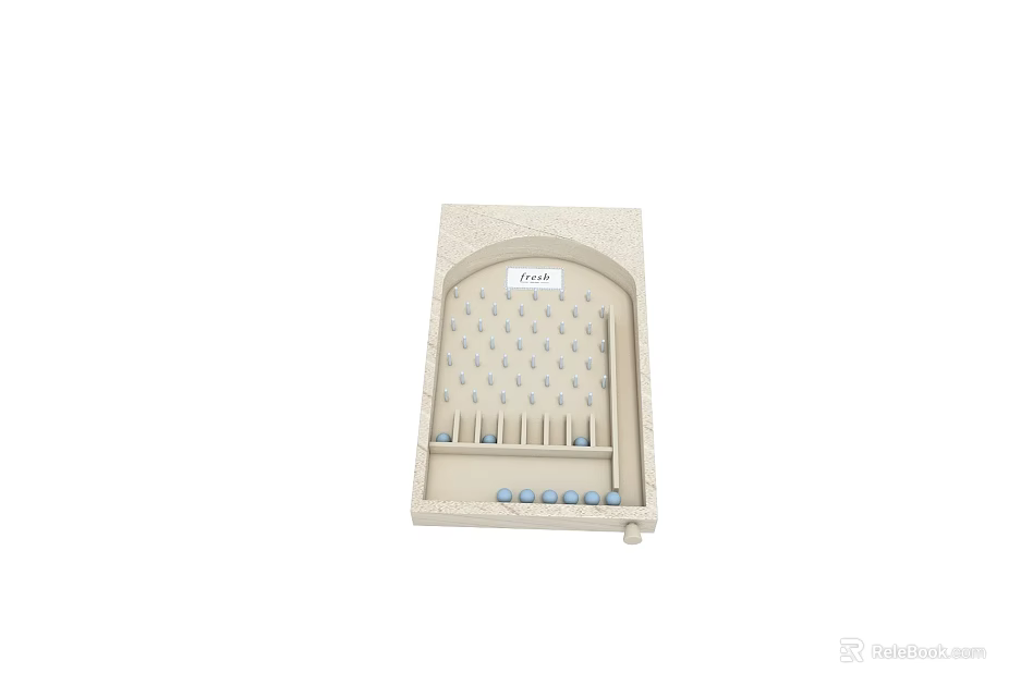 Beige Single Bed Frame With Root Brand Logo And Blue Decorative Accents 3d model 