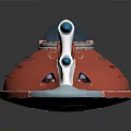 Futuristic Copper And Silver Water Vehicle With Blue Dome Pointed Front And Metallic Finish Design