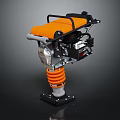 Orange and Black Industrial Vibratory Rammer With Spring Base Construction Tool 3d model