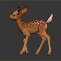 Orange Fawn with White Spots Big Ears and Blue Eyes Standing on Black Background