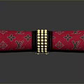 Red Fashionable Handbag With LV Logo Pattern Gold Studs And Lock For Daily Use