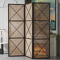 Modern Woven Room Divider With Geometric Pattern And Dark Frame For Home Interior 3d model