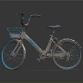 Old Blue And Gray Bicycle With Front Basket Black Handlebar And Blue Tires