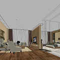 Elegant Hotel Guest Room Interior With Comfortable Bed Sofa TV And Wooden Flooring