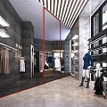 Modern Clothing Store Interior With Clothing Racks Mannequins And Display Shelves