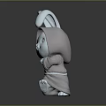 Cute Fantasy Rabbit Game Movie Character In Hooded Robe Holding Staff