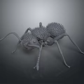 Detailed Gray 3D Rendered Ant Model With Spiked Surface On Dark Background 3d model