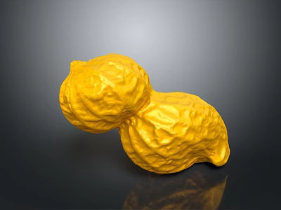 Yellow Peanut Plant Featuring Textured Surface on Dark Background with Reflection 3d model