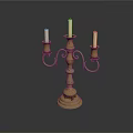 Brass Candelabra With Three Candles And Ornate Design On Black Background