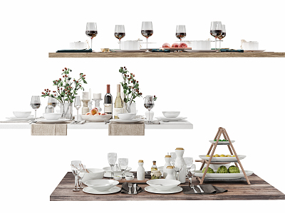 Modern Tableware Ornaments Combination model