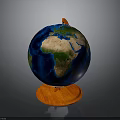 Geographical Globe Earth Model With Orange Base And Detailed Continents Surface