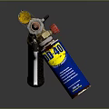 Homemade Weapon With Yellow Cylinder Blue Canister Labeled 40 Black Grip And Metal Nozzle