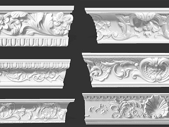 Gypsum Carved Line, Patchwork Corner, Roman Column Modeling, French European Style Gypsum Line, High-end Villa, Simple European Style 3d model