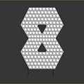 Modern Geometric Figure 8 Shaped Decorative Furniture With Perforated Dot Pattern And Metal Stand Support