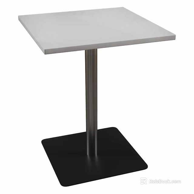 Simple Modern Table Featuring White Tabletop And Metal Leg With Black Base 3d model 
