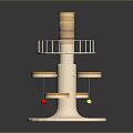 Multi Tiered Round Platform Commercial Equipment With White Base Cylindrical Pillar And Hanging Balls