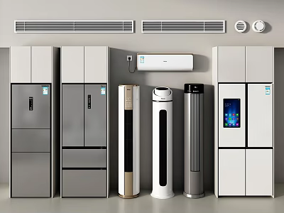 Modern Different Types Air Conditioner Fans Tower And Wall Mounted With Sleek Design 3d model