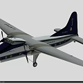 Vintage Blue And White Airplane Model Featuring Double Propeller And Wing Structure