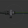 Heavy Futuristic Weapon With Mechanical Structure Green Bullet Chain And Metallic Barrel