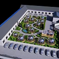 Rooftop Restaurant With Glass Dome Greenhouse Outdoor Seating And Lush Greenery Under Blue Sky