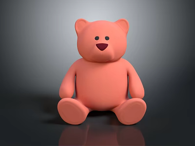 Pink Teddy Bear Stuffed Toy Sitting With Soft Appearance And Dark Backdrop 3d model