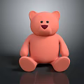 Pink Teddy Bear Stuffed Toy Sitting With Soft Appearance And Dark Backdrop 3d model