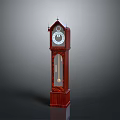 Vintage Wooden Grandfather Clock With Carved Details Spire Top And Pendulum