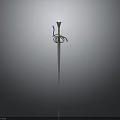 Decorative Sword With Curved Crossguard And Slender Blade On Dark Background