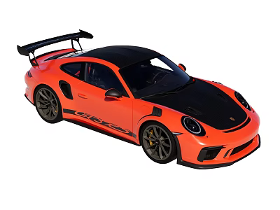 Orange Sports Car With Black Roof Rear Spoiler And Aerodynamic Exterior Design 3d model