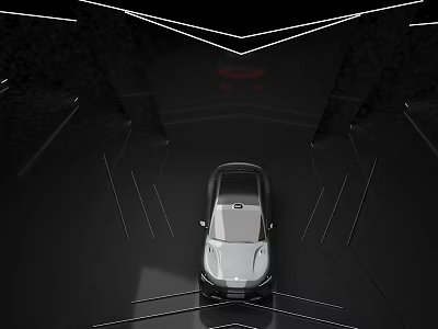 Contemporary Car Showroom Interior With Sleek Vehicle Geometric Lines And Modern Lighting 3d model