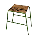 Modern Minimalist Side Table With Brown And Beige Textured Top And Green Metal Frame