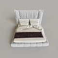 Modern Double Bed Design With Quilted Headboard Light Bedding Pillows And Blanket
