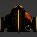 Futuristic Concept Car With Sleek Red Yellow Aerodynamic Design And Unique Wheels